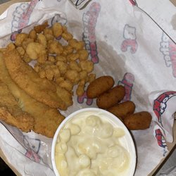 Brother Cluckers - Mixed the Cluck Up with flounder & popcorn shrimp! This was about half the serving because we forgot to take a picture!
