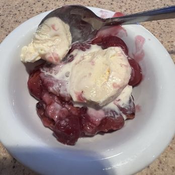 Oakwood Express - Cherry cobbler with vanilla ice cream! - Barbeque Near Me - Wildwood, Florida Oakwood Express - Cherry cobbler with vanilla ice cream! - Barbeque Near Me - Wildwood, Florida