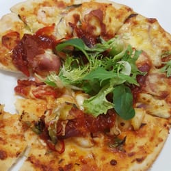 Norths Leagues & Services Club - The Queenslander pizza  Prawns, prosciutto, chilli, cheese
