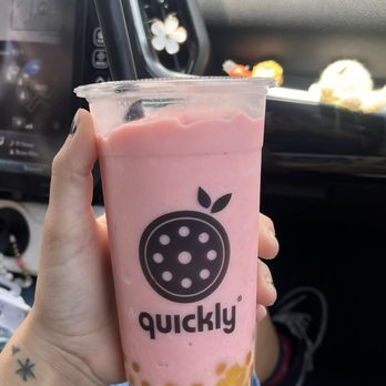 Quickly Boba Tea - Strawberry Slush with Passionfruit Popping pearls - Bubble Tea Near Me - Brandon, Florida Quickly Boba Tea - Strawberry Slush with Passionfruit Popping pearls - Bubble Tea Near Me - Brandon, Florida