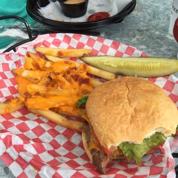 Harbourside - Hamburger and cheddar bacon fries. - American Near Me - Hilton Head Island, South Carolina