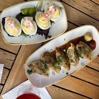 Monkeypod Kitchen - Lobster Deviled Eggs, mushroom potstickers - Hawaiian Near Me - Kapolei, Hawaii