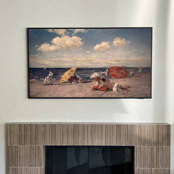 OC AV Installs - Indoor frame tv. Also include 5 speaker in ceiling surround system - Home Theatre Installation Near Me OC AV Installs - Indoor frame tv. Also include 5 speaker in ceiling surround system - Home Theatre Installation Near Me