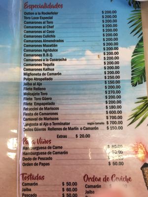 Menu photo 6 Mariscos El Toro Guero Cabo San Lucas, BCS