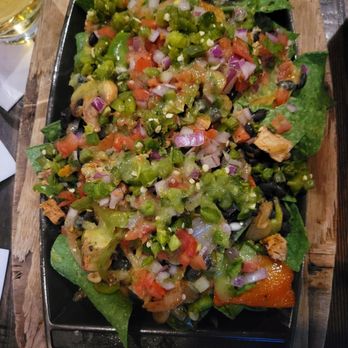 Nacho Daddy - Vegan chick'n nachos with fried jalapeños - New American Near Me - Las Vegas, Nevada Nacho Daddy - Vegan chick'n nachos with fried jalapeños - New American Near Me - Las Vegas, Nevada