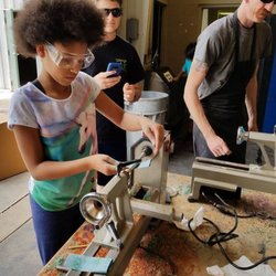 Bowls For Good - Teaching woodworking skills at the Police Athletic League.