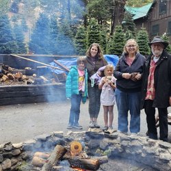 Little Bear Tree Farm - Family at the fire pit.