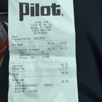 Pilot - Fuel ticket - Gas Stations Near Me - Waldo, Florida Pilot - Fuel ticket - Gas Stations Near Me - Waldo, Florida