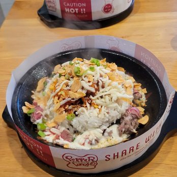 Pepper Lunch - Jumbo Beef Pepper Rice and Kimchi Chicken with Cheese Pepper Rice - Teppanyaki Near Me - Irvine, California