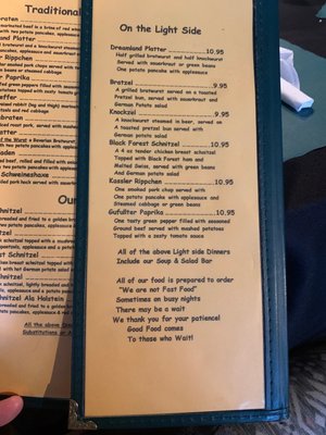 Menu photo 2 Dreamland Palace German Restaurant Waterloo, IL Menu photo 2 Dreamland Palace German Restaurant Waterloo, IL