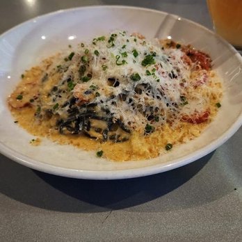 Crown Republic Gastropub - Squid ink spaghetti with crab sauce. - Gastropubs Near Me - Cincinnati, Ohio Crown Republic Gastropub - Squid ink spaghetti with crab sauce. - Gastropubs Near Me - Cincinnati, Ohio