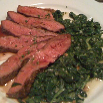 Roots Restaurant - Flat iron steak with Swiss chard. - New American Near Me - San Francisco, California
