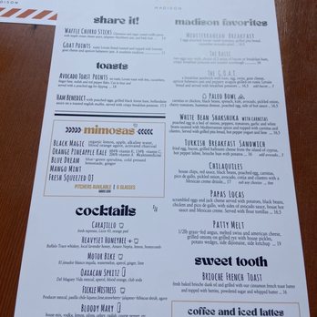 Madison - Menu! - Italian Near Me - San Diego, California