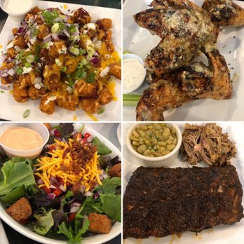 HogsHead Cafe - Loaded tater tots, garlic Parmesan chicken, Soup & Salad Combo(Hog Chili not in photo, Baby Back Ribs & pulled pork, & butter beans. - Barbeque Near Me - Richmond, Virginia HogsHead Cafe - Loaded tater tots, garlic Parmesan chicken, Soup & Salad Combo(Hog Chili not in photo, Baby Back Ribs & pulled pork, & butter beans. - Barbeque Near Me - Richmond, Virginia