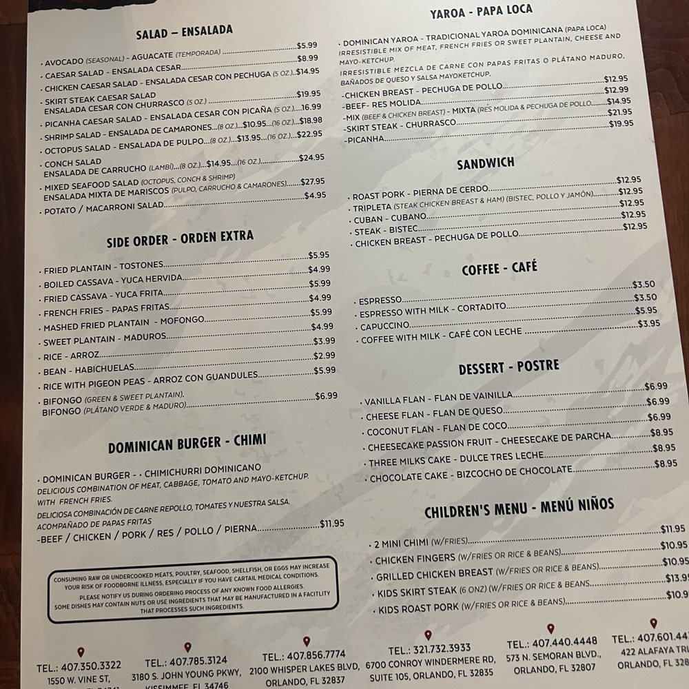 Chimiking Restaurant - Whisperlakes - Menu - Latin American Near Me - Orlando, Florida