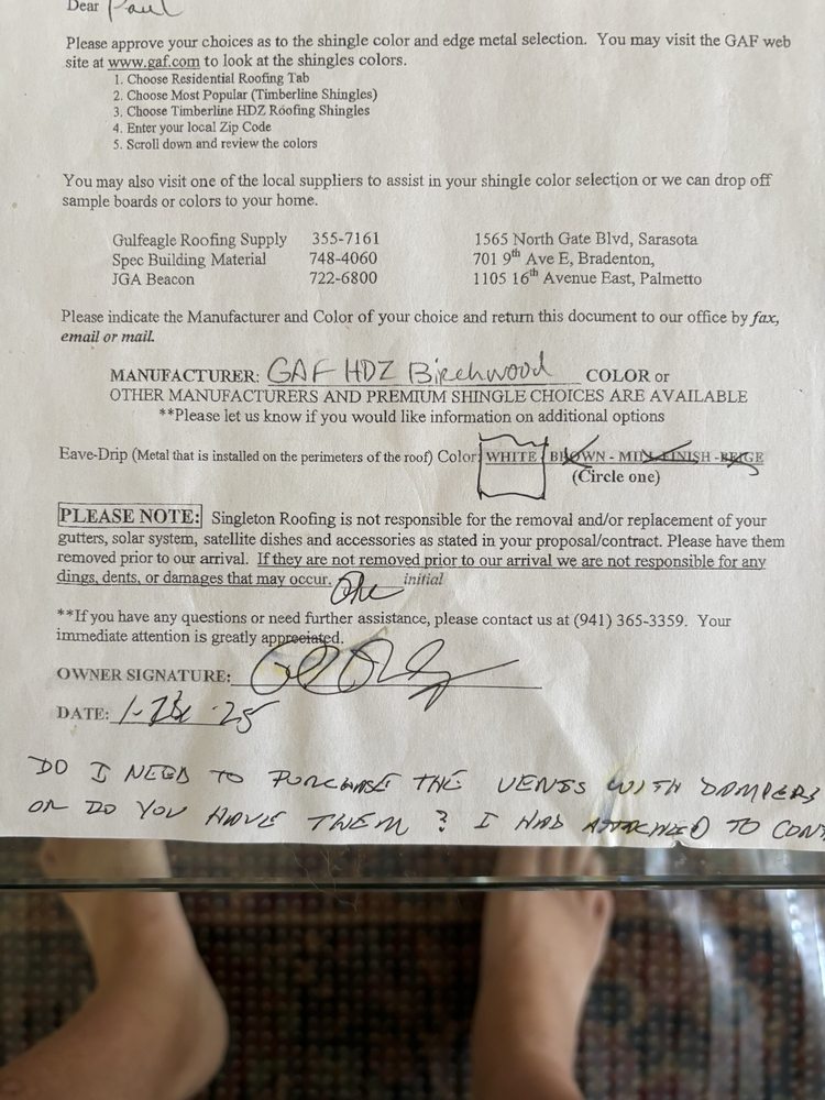 Slide of Alvin J. Singleton Roofing