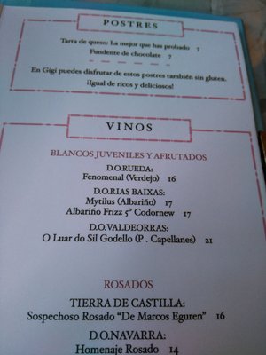 Menu photo 4 Gigi Madrid, M