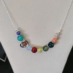 Ok. This necklace represents the planets in the universe there is also a bracelet.