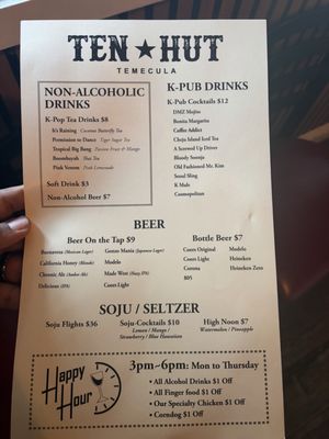 Menu photo 6 Ten Hut Temecula, CA