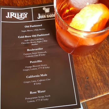 J Riley Distillery - Special menu for the guest bartender. - Distilleries Near Me - Redlands, California J Riley Distillery - Special menu for the guest bartender. - Distilleries Near Me - Redlands, California