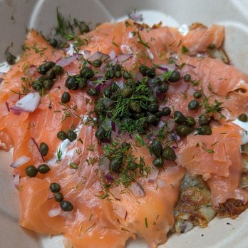 Red House Cafe - Smoked salmon over potato pancake is the tastiest, most delicious thing in the area. - Breakfast & Brunch Near Me - Pacific Grove, California Red House Cafe - Smoked salmon over potato pancake is the tastiest, most delicious thing in the area. - Breakfast & Brunch Near Me - Pacific Grove, California
