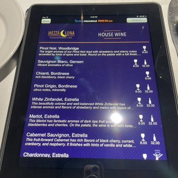 Mezza Luna - Menu is on an iPad - Italian Near Me - The Villages, Florida