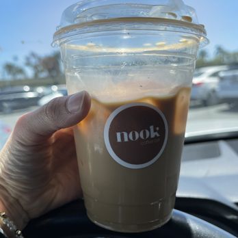 Nook Coffee Bar - Iced oat milk latte - Coffee & Tea Near Me - Costa Mesa, California Nook Coffee Bar - Iced oat milk latte - Coffee & Tea Near Me - Costa Mesa, California