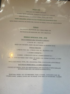 Menu photo 2 Musky Jack's Bar and Grill Park Falls, WI Menu photo 2 Musky Jack's Bar and Grill Park Falls, WI