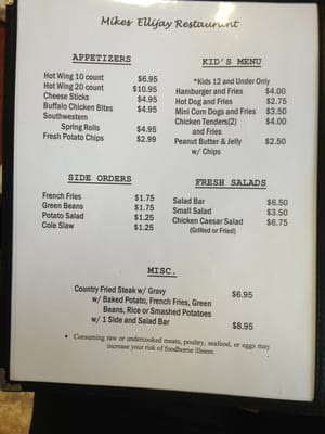 Menu photo 5 Mike's Ellijay Restaurant Ellijay, GA