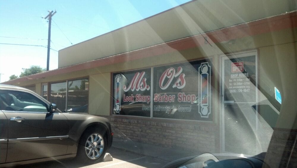 Ms O's Look Sharp Barber Logo