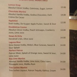Drink menu Drink menu