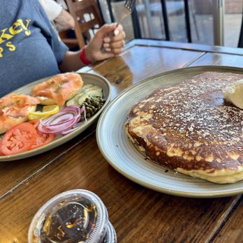 Dandelion Cafe - The lox with a pancake on side - Coffee & Tea Near Me - Bellaire, Texas Dandelion Cafe - The lox with a pancake on side - Coffee & Tea Near Me - Bellaire, Texas