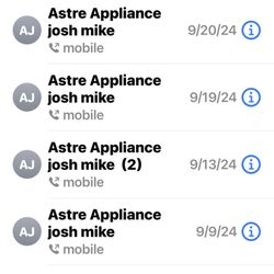 Astre Appliance Service Central New Jersey - Just a few of my calls to the company.. I have a text chain a mile long too