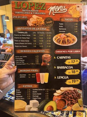 Menu photo 1 Lopez Tamalerilla Dallas, TX