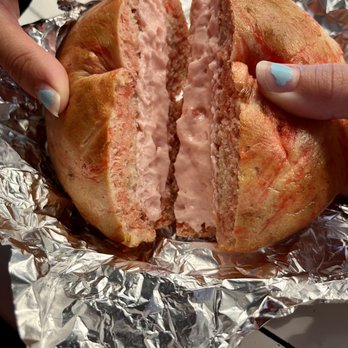 Fresno Bagel - Bagel with Strawberry Cream Cheese - Bagels Near Me - Fresno, California Fresno Bagel - Bagel with Strawberry Cream Cheese - Bagels Near Me - Fresno, California