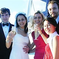 San Diego Boat Tours - Wedding of young couple on the yacht.  We do many small and medium size wedding - a unique venue for your wedding.