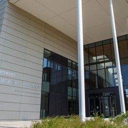 Eli Broad College of Business - Exterior photo of the Edward J. Minskoff Pavilion entrance.
