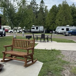 St. Ignace / Mackinac Island KOA - Double rocker and cement patio