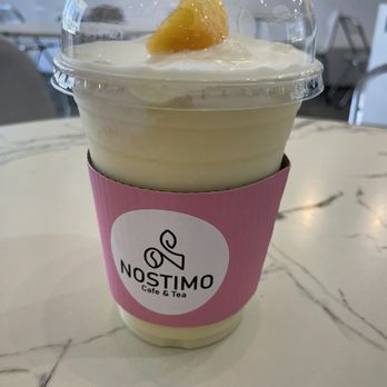 Nostimo Cafe & Tea - Peach yogurt drink - Coffee & Tea Near Me - Westminster, California Nostimo Cafe & Tea - Peach yogurt drink - Coffee & Tea Near Me - Westminster, California