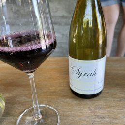 A glass of Syrah from The Bench Vineyard at Pax Wines at the Barlow in Healdsburg.