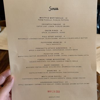 Senza - Food menu - Desserts Near Me - Pittsburgh, Pennsylvania