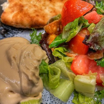 Mera Kitchen Collective - Fattoush Salad with a side of Hummus and Pita - Middle Eastern Near Me - Baltimore, Maryland