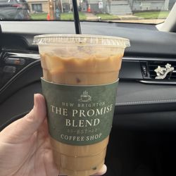 The Promise Blend - Large (20oz) iced latte w/almond milk, yum!