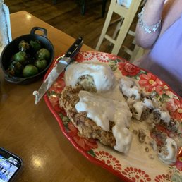 Chicken fry and Brussels sprouts