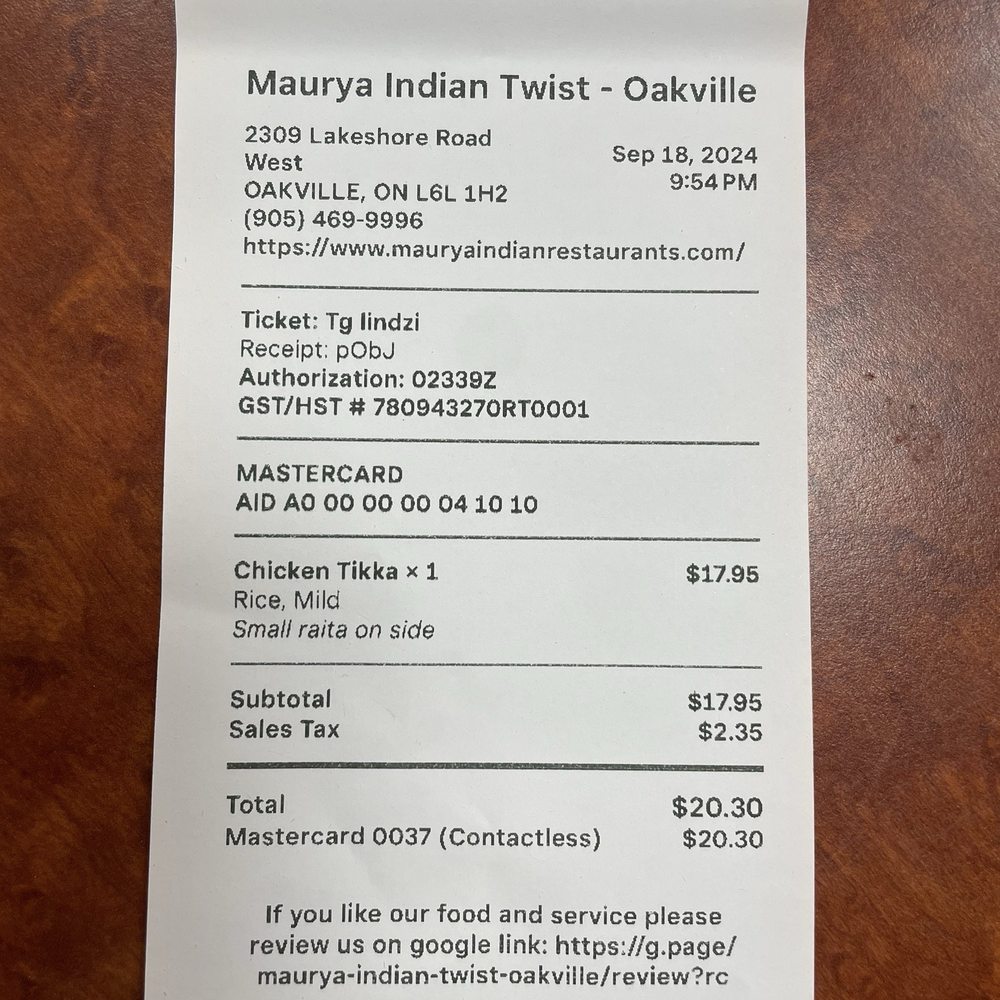 Maurya Indian Twist - Indian Near Me - Oakville, Ontario