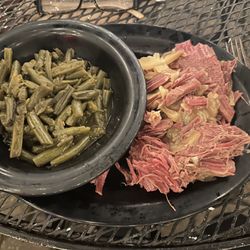 Doyle's Pub and Grub - Corned Beef and Cabbage with Green Beans on the side.