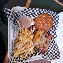 Wendll's - I had burger. Coworker had chicken fingers.