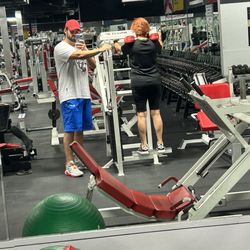Lighthouse Point Gym - My wife and me on leg day!