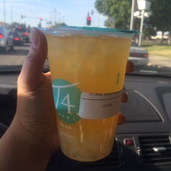 T4 Modesto Tea For U - Honey Peach Royal Tea, with Lychee. Size: regular. - Bubble Tea Near Me - Modesto, California