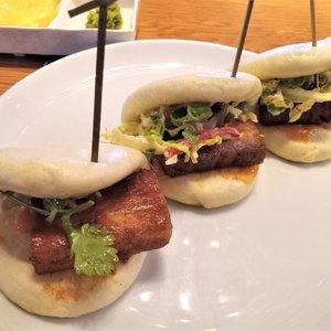 Photo of Blue Ocean Robata & Sushi Bar - Carlsbad, CA, United States. Pork belly banh baos. World class yum!